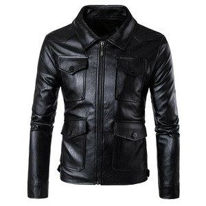 Chaquetas de Cuero para Hombre al por Mayor, Hechas a Medida, de Alta Calidad, Cuero Sintético o Original, Chaqueta de Cuero de Moda de Talla Grande para Hombre - Product Image 1