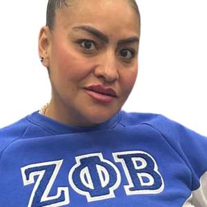 Zeta Sorority Blue and White Colorblock Short Set con 20 parches Lightweight Greek Life Summer Outfit para mujer - Product Image 4