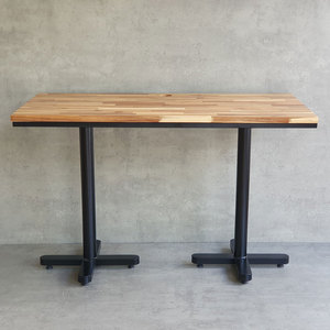 Table basse rectangulaire en bois d'acacia style ferme moderne 120x60cm avec double pieds en fer, mobilier de salon durable - Ensemble CFD68187 - Product Image 3