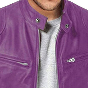 Veste en cuir de couleur unie pour hommes à la mode personnalisée Veste de mode en cuir véritable au design personnalisé Veste pour hommes - Product Image 5