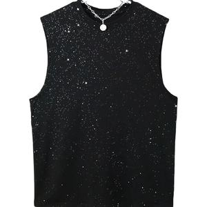 เสื้อยืดแขนกุดผ้าฝ้ายประดับเพชรแบบกำหนดเองสำหรับผู้ชาย เนื้อผ้านุ่ม สวมใส่สบาย ดีไซน์ทันสมัย เหมาะสำหรับใส่ลำลอง - Product Image 1