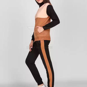 Survêtement 2 pièces à capuche 100% coton pour femmes, meilleure vente, nouveauté, tricot, jogging d'hiver, tenue de rue décontractée, solide - Product Image 3
