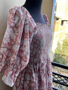 เดรสผ้าคอตตอนสไตล์อินเดียปักลายสไตล์อินเดียเดรสผ้าฝ้าย100% ปกสี่เหลี่ยมสไตล์อินเดีย - Product Image 2