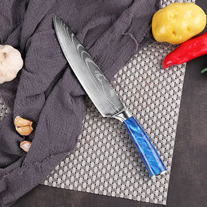 Venta al por mayor personalizado de alta calidad OEM de acero inoxidable de alto carbono herramientas de cocina cuchillo Damasco patrón láser Cocina Chef cuchillos - Product Image 5