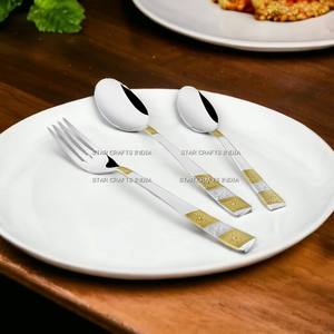 Juego de cubiertos únicos pulidos con espejo, juego de cubiertos de acero inoxidable para el hogar, cocina, restaurante, Hotel, boda - Product Image 3