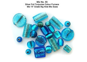 Premium and Fancy Turquoise Color Silver Foil <b>Glass</b> <b>Bead</b> Mix for Making Jewelry Available in Reasonable Price - Product Image 2