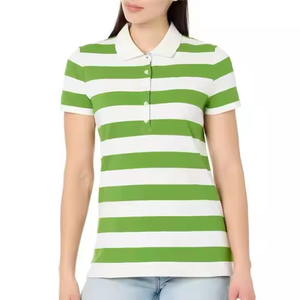 JL1108A High Quality Cotton Lapel V Neck Polo <b>Shirts</b> Short Sleeve Tops Casual Polo T-<b>shirt</b> for <b>Women</b> - Product Image 6