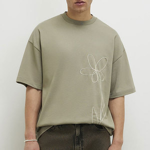 Summer T-Shirt Sports Trendy Embroidered design <b>Down</b> Shoulder Hot Selling Factory Low Price Crew Neck Custom Color Shirt - Product Image 5