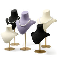 Présentoir à Bijoux WEIMEI Haut de Gamme en Métal et Microfibre, Buste de Collier et Mannequin de Présentation