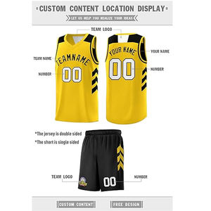 Ensemble de vêtements de sport de basket-ball au design personnalisé unisexe Chemises en jersey professionnelles et respirantes avec nom imprimé hip hop réversible - Product Image 3