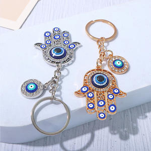 ميدالية مفاتيح على شكل يد حمسة وعين الحسد، تميمة حماية من العين الشريرة، تعليقة كريستالية معدنية للسيارة والحقائب، هدية حظ، إكسسوار زينة - Product Image 2