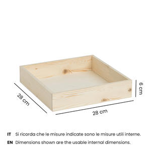 Plateau en bois. Dimensions intérieures 28X28X6 CM - Product Image 3