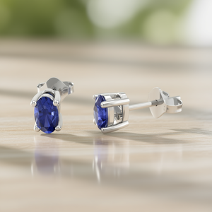 Orecchini a Perno Classici in Argento Sterling 925 con Tanzanite Naturale Taglio Ovale 5x3mm, Gioielli Raffinati per Uso Quotidiano - Product Image 3