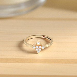 ชุดง่ามแหวนเพชรทรงกลมตัดลายดอกไม้สีเงิน0.11กะรัต E-F/VVS-VS - Product Image 6