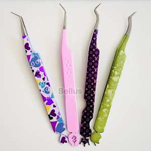 Pinzas para pestañas de 45 y 75 grados, pinzas japonesas para extensión de pestañas de acero inoxidable con diseño de mango personalizado y logotipo - Product Image 6