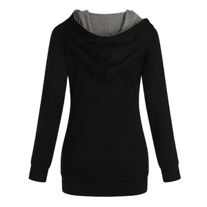 Nueva moda mujer 100% algodón francés Terry Sudadera con capucha de gran tamaño Vestido de manga larga liso en blanco Sudadera Capucha 3D Logo estampado - Product Image 3