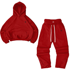 Fabricant de survêtements personnalisés en gros, OEM, ensemble sweat-shirt et pantalon de jogging, pantalon de survêtement à double ceinture, ensemble streetwear pour hommes adultes - Product Image 2