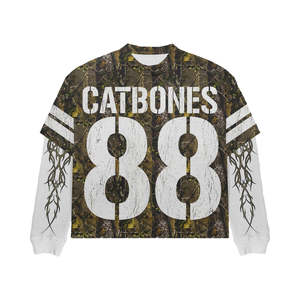 Personnalisé Hip Hop Double Couche Plaid Jacquard Tricot Jersey Manches Longues Surdimensionné T-Shirt Anti-Rétrécissement Protection UV Tissu 300g pour Hommes - Product Image 6