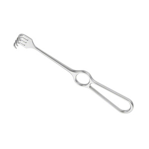 Écarteur de plaie KOCHER à 4 pointes semi-affûtées, 220 mm (8,34 po), profondeur 16 mm, largeur 20 mm, crochet cutané, écarteur chirurgical - Product Image 6