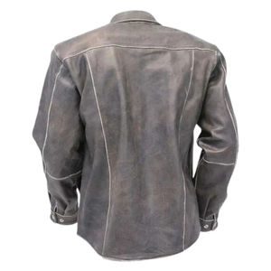 Chemises en cuir pour hommes, nouveau design tendance, style streetwear, manches longues, vente en gros personnalisée de chemises en cuir pour hommes - Product Image 5