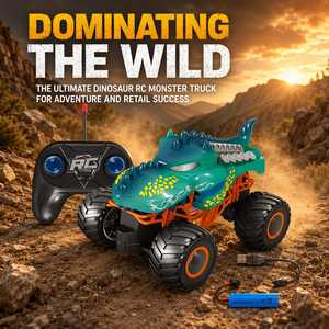 Coche Teledirigido de Dinosaurio Monster Truck Verde, Vehículo <span class=keywords><strong>RC</strong></span> Todoterreno, Juguete al por Mayor, Coche Electrónico de Acrobacias de Alta Velocidad para Carreras - Product Image 1