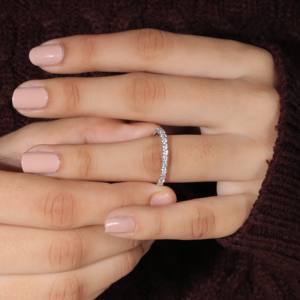 Anillo de diamantes cultivados en laboratorio de oro macizo de 14K para mujer Anillo de circón pulido de acero inoxidable de 18K de grado A - Product Image 4