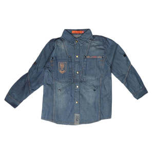 Camisa de Mezclilla de Manga Larga para Niños - Azul - Product Image 1