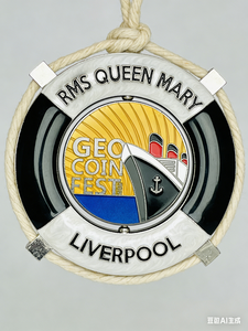 Geocoin Personalizado con Forma de Salvavidas |   Diseño Náutico Marítimo con Amarre de Cuerda |   Objeto Coleccionable de Metal para Geocaching - Product Image 2
