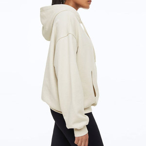 Sweats à capuche décontractés en coton/polyester pour femmes-Toile doublée respirante à séchage rapide avec manches longues - Product Image 4