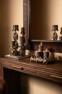 Bougeoir rond en métal brut doré élégant et tendance pour les décorations de Noël à la maison - Product Image 5