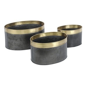 Maceta de metal galvanizado plateado de forma redonda de la mejor calidad con asas de doble cara para el hogar y el jardín fabricada en la India - Product Image 3