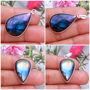 Labradorite – pendentif hexagonal en cristal pour homme, collier de pierres précieuses d'anniversaire, labradorite, perles de pierres précieuses rugueuses, lot de pendentifs - Product Image 5