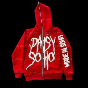 <b>Men's</b> Custom Made Own Your Letter & Puff Print Logo Zip Hoodies New Design Full Face Cover Solid <b>Pink</b> Color <b>Men</b> <b>Hoodie</b> Outwear - Product Image 5