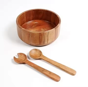 Ensaladera de Madera de Acacia Más Vendida, Plato de Tamaño Personalizado Hecho en India con Esmalte para Uso Comercial por Crescent Crafts - Product Image 3