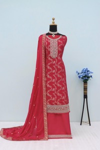 Qunoot Closet Heavy Embroidered Formal Wear Winter Salwar Kameez <b>Viscose</b> Jacquard <b>Top</b> Dull Santoon Bottom Chinon Dupatta - Product Image 4