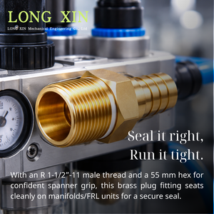 LONGXIN Raccord en laiton BSPT R 1-1/2 pouce -11 filetage mâle, embout de tuyau, bouchon, HEX 55mm L=91mm.JTSP-112PM - Product Image 3