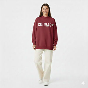 Elevated Basics High Collar Sweatshirt Oversized Mock Neck Everyday Luxe Contemporary Street <b>Layer</b> <b>Top</b> Custom Logo And Design - Product Image 2