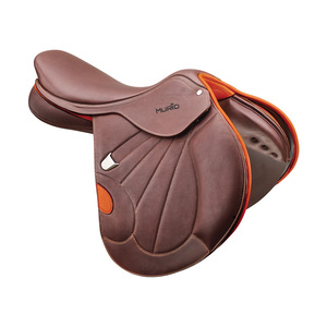 อานม้ากระโดดปรับแต่งได้อุปกรณ์ขี่ม้าหนังแท้ทนทานสวมใส่สบายสินค้านักแข่งม้าอังกฤษจากอินเดีย - Product Image 1