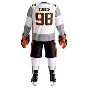 Conjunto de Jersey y Pantalones Cortos de Hockey sobre Hielo para Hombre, Cuello en V, Manga Larga, Ajuste Cómodo, 100% Poliéster, Transpirable, Absorbe la Humedad - Product Image 4