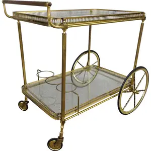 Hot Selling Food Serving trolley Stainless Steel And Glass gold Plated Decorative Serving Trolley at Wholesale Price
