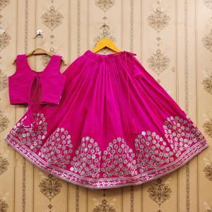 Shoryam Fashion - Conjunto de Lehenga Choli para Niñas, Completamente Cosido, Largo hasta el Suelo, Corte Regular, Color Rosa, Bordado, Ropa Étnica para Bodas - Product Image 2