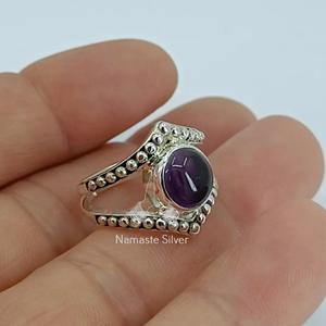 Sterling Silver <b>Amethyst</b> <b>Ring</b>, Round Gemstone, February Birthstone - Product Image 3