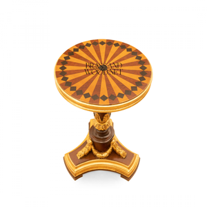 Juego de Mesa Redonda de Madera Clásica de Lujo con Base Dorada - Product Image 5