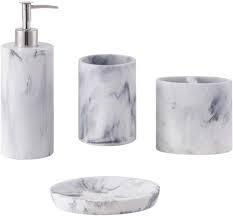 Accesorios de baño de resina Conjunto de accesorios de baño de resina de mármol blanco - Product Image 4
