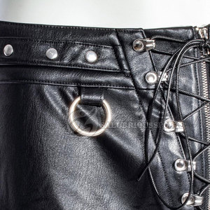 Shorts d'été décontractés en cuir pour femmes, taille élastique, logo personnalisé, grandes tailles, respirants, design tendance, avec nœud décoratif et boutons, couleur unie - Product Image 6