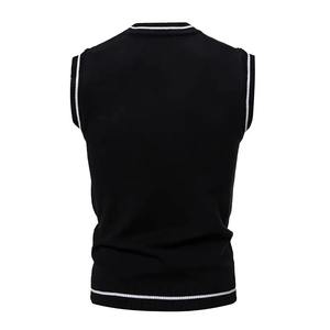 <b>Men's</b> Breathable <b>Pullover</b> Knitted Twisted Long Sleeved Solid Sweater-Winter <b>Sleeveless</b> Sweaters - Product Image 4