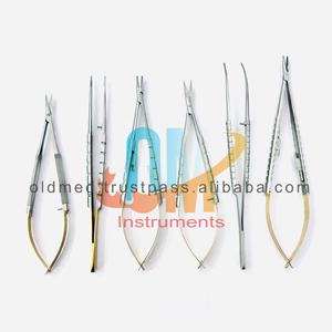 Juego de 6 Instrumentos de Microcirugía Castroviejo Premium: Tijeras, Portaagujas, Pinzas, Acero Inoxidable de Grado Médico |   OldMed - Product Image 1