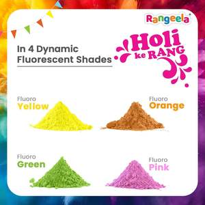 Pidilite Rangeela Tonos fluorescentes para Holi No tóxico 240g India Suave Piel suave Lavable Fiesta Decoraciones de pared - Product Image 2