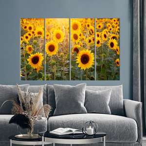 Stunning Sunflower Field <b>Canvas</b> <b>Wall</b> Art - <b>Large</b> Printed <b>Canvas</b>,4P: Gallery Wrapped - Product Image 1
