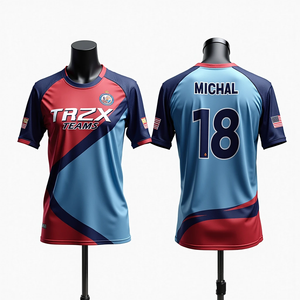 เสื้อกีฬาคอกลมระบายอากาศได้เร็วผ้าโพลีเอสเตอร์แห้งเร็วผ้า100% พิมพ์ดิจิตอลงานตามสั่งสำหรับผู้ชายเสื้อฟุตบอลรักบี้บาสเกตบอล - Product Image 6